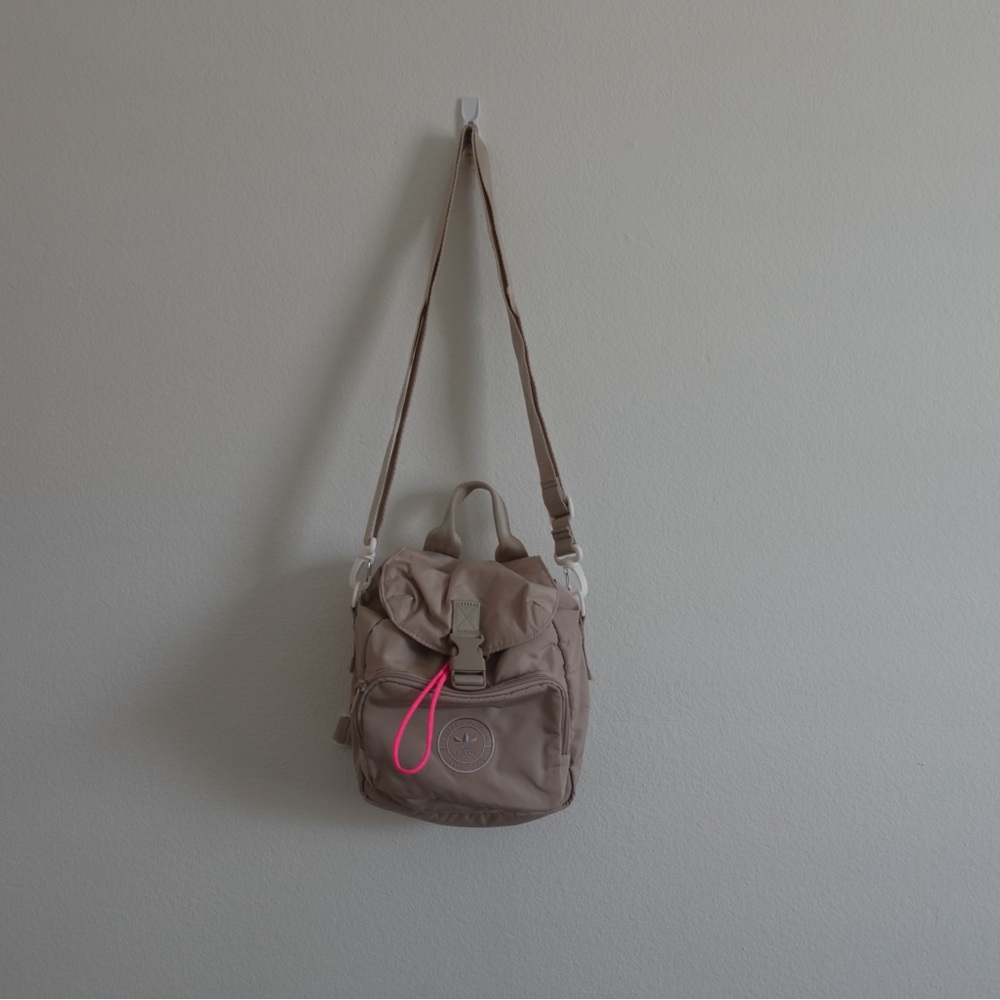 ADIDAS Tan and Pink Nylon Versatile Crossbody/Backpack